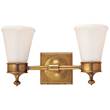 Visual Comfort Siena Two-Light Sconce with White Glass Shade in Antique Burnished Brass