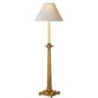 Visual Comfort Swedish Column Buffet Lamp with Natural Paper Shade in Antique-Burnished Brass