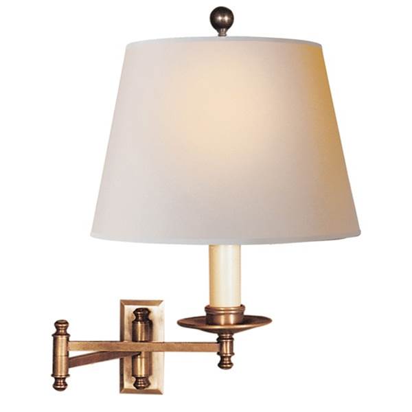 Visual Comfort Dorchester Swing Arm Wall Lamp with Silk Crown Shade