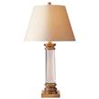Visual Comfort Classic Column Table Lamp with Natural Paper Shade in Antique Burnished Brass
