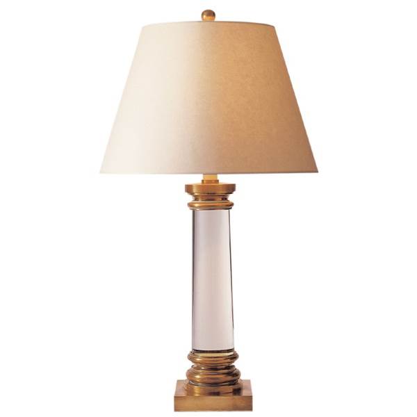 Visual Comfort Classic Column Table Lamp with Natural Paper Shade