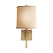 Visual Comfort Aspect Small Articulating Sconce with Ivory Linen Shade in Soft Brass