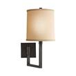 Visual Comfort Aspect Small Articulating Sconce with Ivory Linen Shade in Bronze