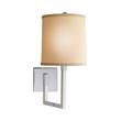 Visual Comfort Aspect Small Articulating Sconce with Ivory Linen Shade in Polished Nickel