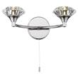 Dar Luther Double Wall Bracket with Crystal Glass in Polished Chrome