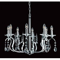 RHINESTONE 8 Light Chandelier with Crystal Leads