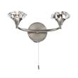 Dar Luther Double Wall Bracket with Crystal Glass in Satin Chrome