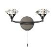 Dar Luther Double Wall Bracket with Crystal Glass in Black Chrome