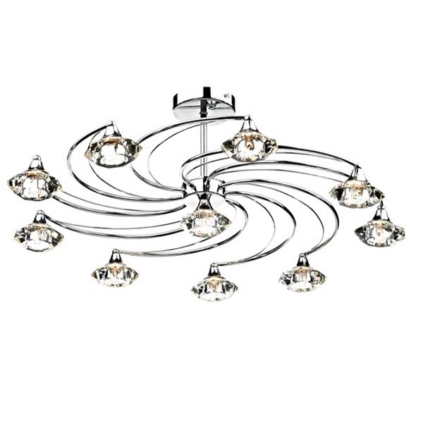 Dar Luther 10-Light Flush Mount with Crystal Glass Shade