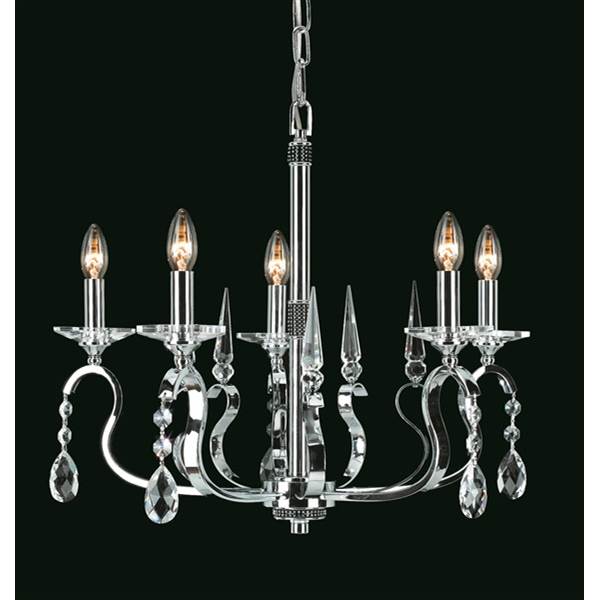 Impex RHINESTONE 5 Light Chandelier with Crystal Leads