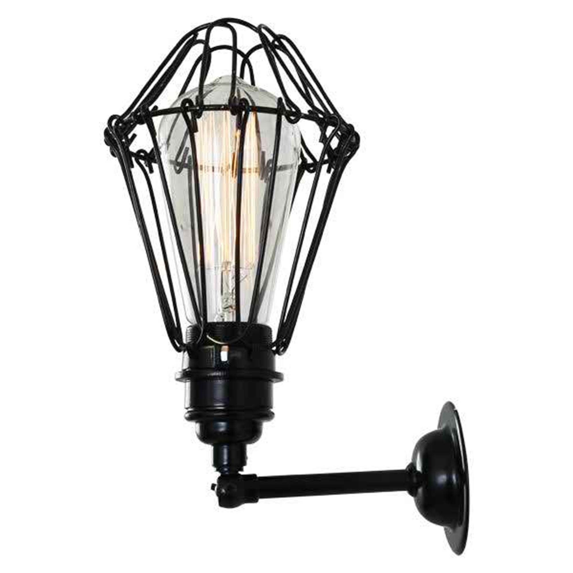 Mullan Lighting Cotonou Wall Light with Industrial Cage - Black